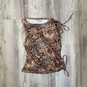 Princess Polly Leopard Side Cinch Sleeveless Top Size 8